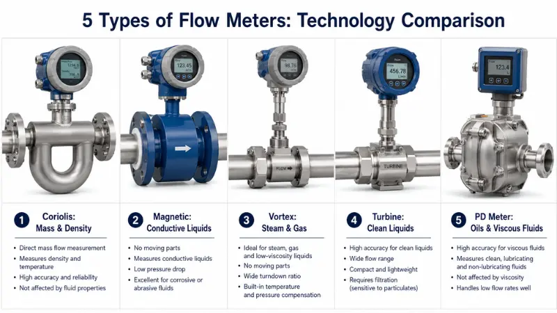 Comparison of Coriolis, magnetic, vortex, turbine, and positive displacement flow meter applications Comparison of Coriolis, magnetic, vortex, turbine, and positive displacement flow meter applications